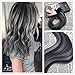 Moresoo Silver Hair Extensions Tape in Hair Extensions Human Hair 18 Inch Tape in Remy Extensions #1B Black Ombre to Silver Mixed with Black Invisible Tape Extensions Silky Soft Hair 50g 20pcs