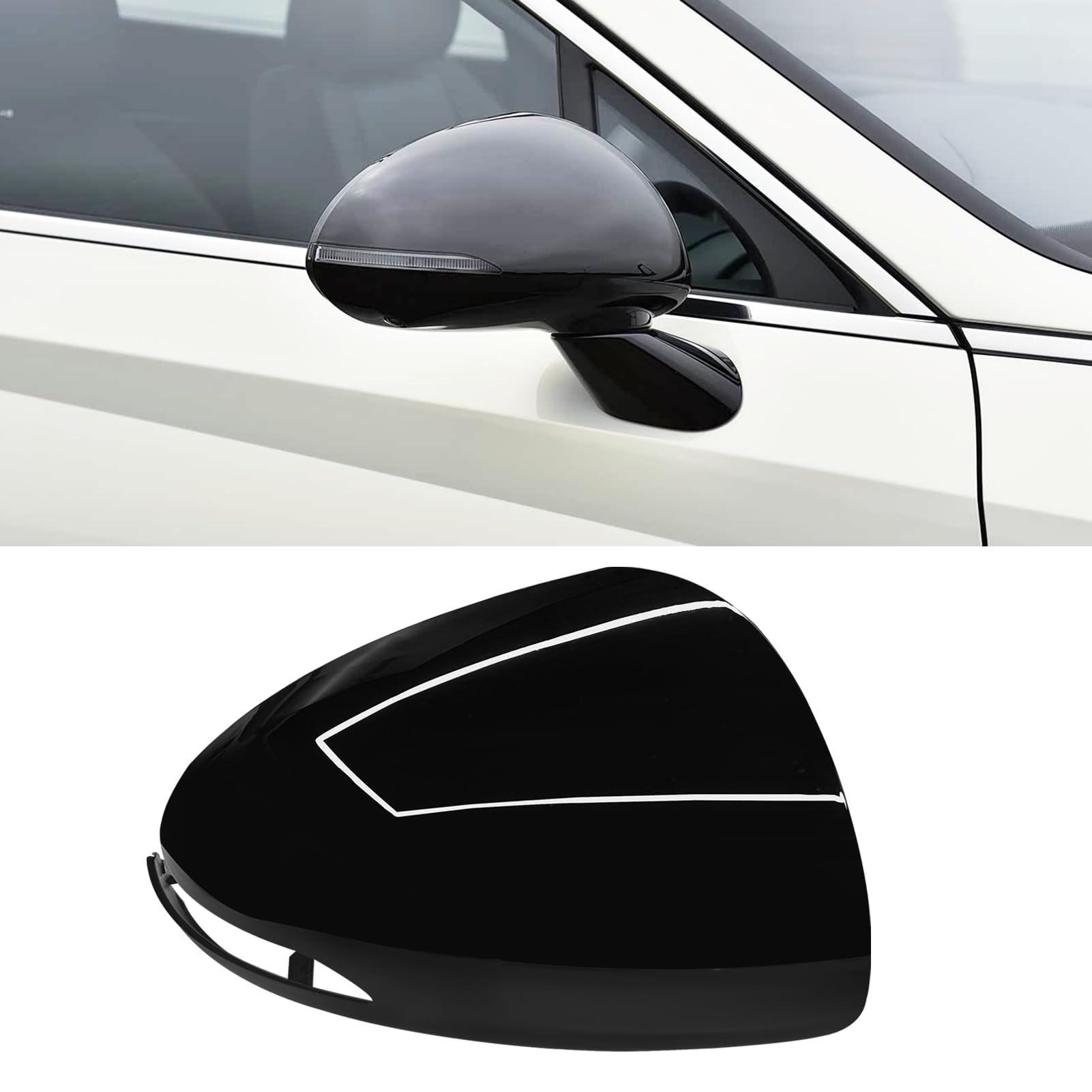 Photo 1 of Adzfel Compatible with Hyundai Sonata Side Mirror Cover Cap 2020 2021 2022 2023, Clip-on Replace for 87626-L0010 Passenger Side Hyundai Sonata Mirror Caps Replacement W/Turn Light Glossy Black - Right