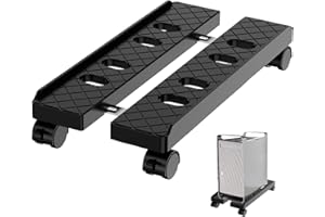 Hovadova Adjustable Mobile CPU Stand, Ventilated Computer Tower Stand with 4 Caster Wheels Fits Most PC Tower, Under Desk CPU Holder PC Floor Cart Computer Riser for Gamers and Students (Large Black)