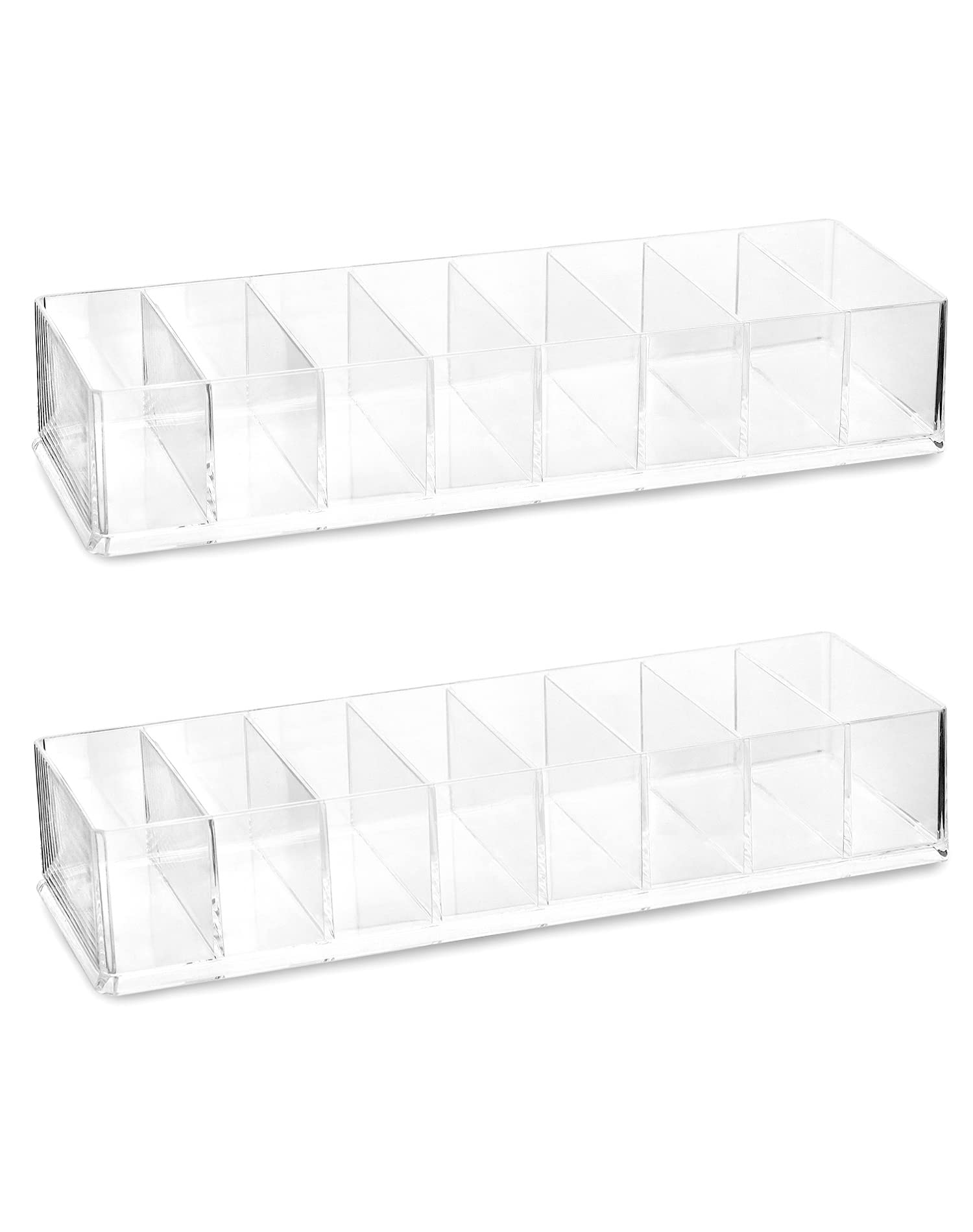 QWORK® 2PCS Acrylic Compact Holder, Lipstick Organiser, Eyeshadow Palette Organiser, 8 Compartments