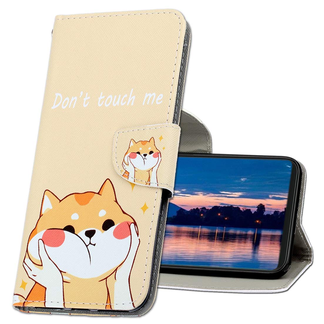 MRSTER Huawei P Smart Z Leather Case, Flip Notebook Wallet Phone Case For Honor 9X, Shockproof Full Protection Case Cover For Huawei P Smart Z/Honor 9X. XC1 Shiba Inu