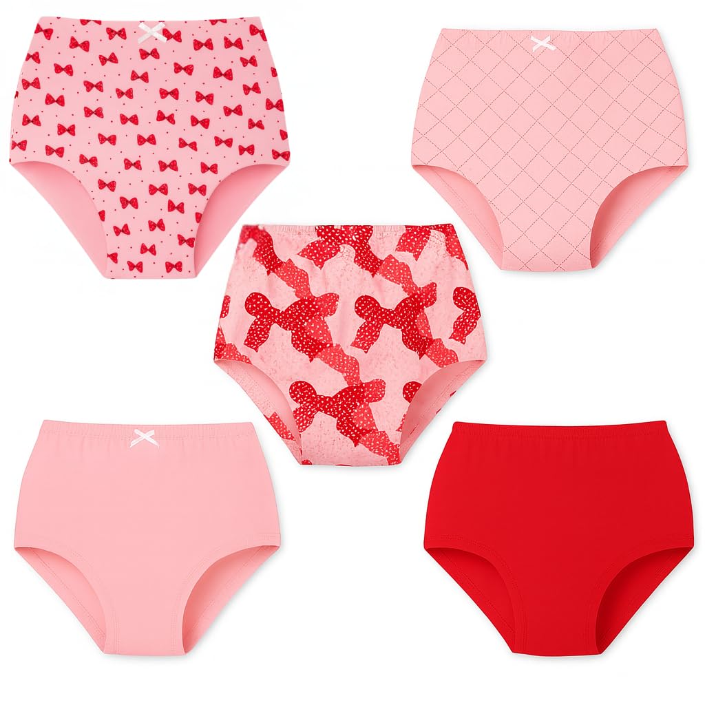 Photo 1 of Valair Kids' Cotton Underwear Panties 5-Pack - Soft, full-cut briefs for little and teen girls. Breathable cotton, comfortable, and durable with fun designs. Covered waistband, machine washable