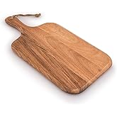 Samhita Acacia Wood Cutting Board, for Meat, Cheese, Bread, Vegetables & Fruits, with Grip Handle (15" x 7")