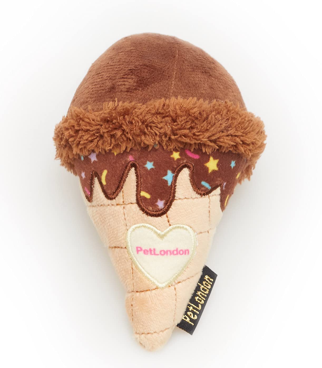 Pet London Ice Cream Dog Plush Chew Toy with Squeaky Ball inside-in choice of Strawberry or Carob (Carob)