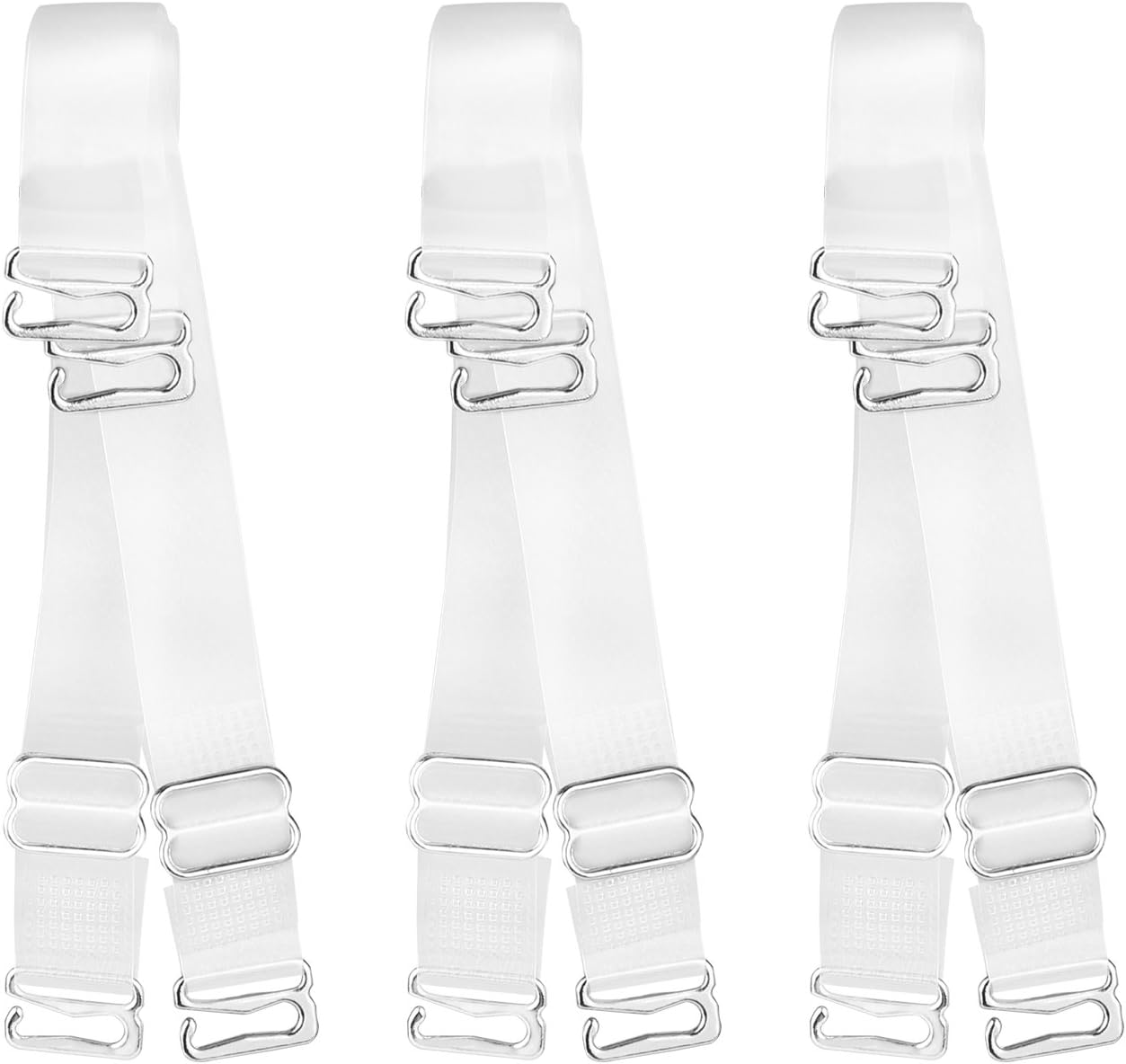 AOFU 3Pairs Women's Clear Invisible Non-Slip Bra Straps Adjustable Froste Bra Straps Replacement (Multiple Width) JSK-15mm