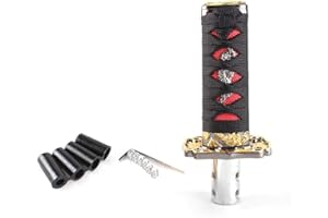 Top10 Racing 10CM Gear Shift Knob Sword Shift Knobs Katana Samurai Shift Gear Lever Universal Fit for Manual Cars Most Automatic Cars with 4 Adapters Black+Red