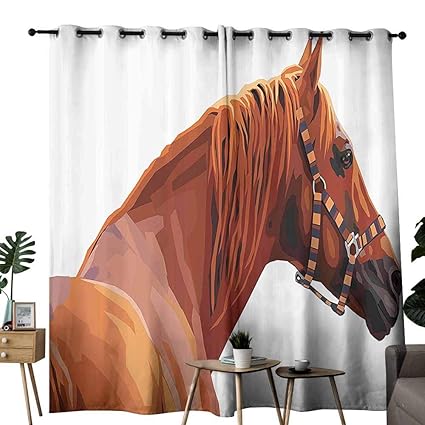 Amazon Com Duommhome Animal Bedroom Curtain Race Jokey Horse Pure
