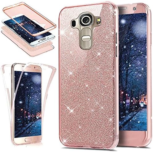 Case for LG G4,LG G4 Silicone Case.KunyFond Phone Case Front and Back All Around Double Protective,Bling Shiny Glitter Crystal Silicone Case Full Body 360 Degrees Protection Transparent TPU Mobile Case Shock Absorbing Complete Case Crystal Kirstall Case Soft Flexible Silicone Case Mobile Belt Case Pouch Cover Case TPU Bumper Shell for LG G4-Pink