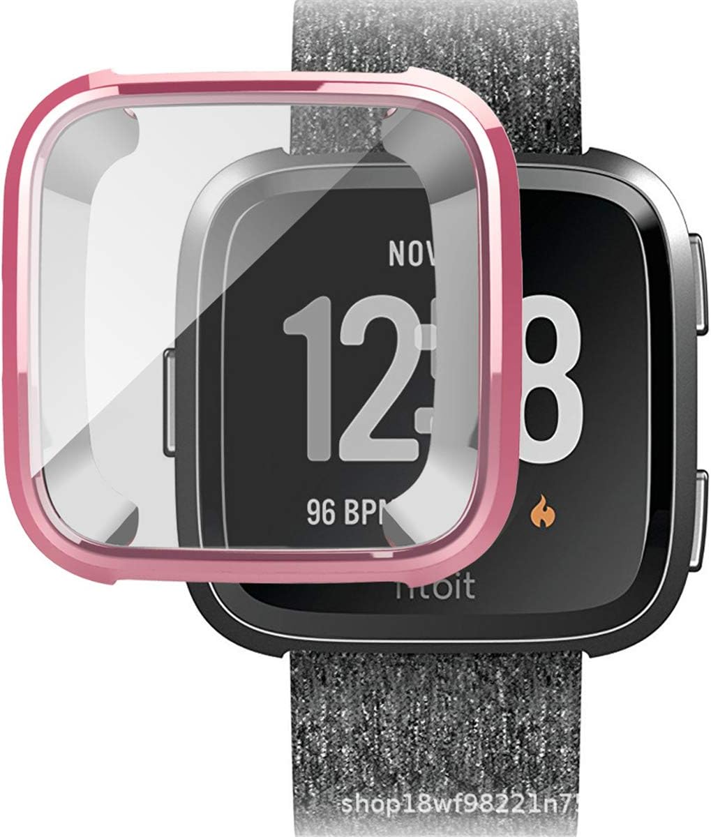 Silm for Fitbit Versa Watch Cases,Super Thin Plating TPU 360 Whole Body Screen Protector Cover (Rose Gold, Fitbit Versa)