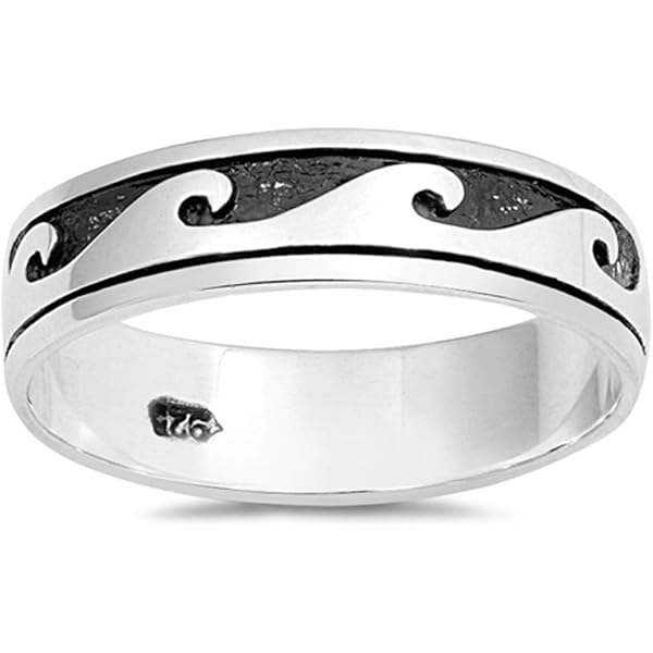 Amazon.com: Sterling Silver Wave Ring Size 6: Clothing