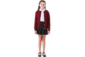 SMILING PINKER Girls Cardigan Sweater School Uniforms Button Long Sleeve Knit Tops