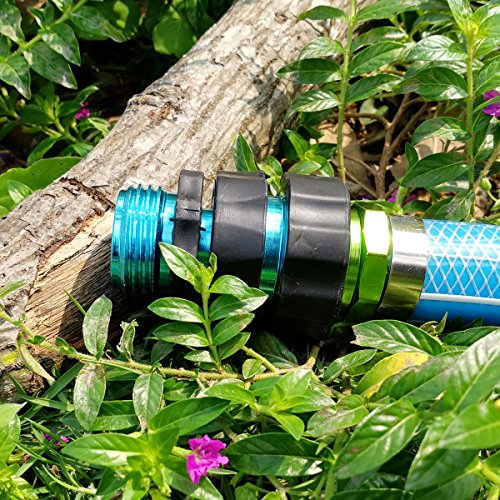 PLG Garden Hose Repair Connector with Clamps,Green,2 Male + 2 Female