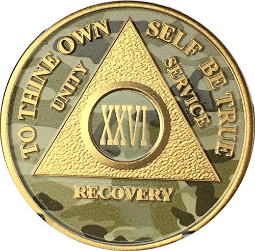 26 Year AA Medallion Camo Gold Plated Anniversary Chip Camouflage Color