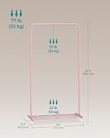 SONGMICS Clothes Rack on Wheels 74 cm Long with Storage Shelf Jelly Pink view 6