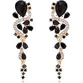 DEYOUM Rhinestone Crystal Earrings for Women Colorful Chandelier Wedding Bridal Dangle Drop Earrings Jewelry Gifts