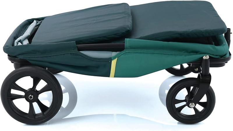 Eco Light Carro Playa, Carro Transporte Playa con Asiento para 1 Niño, Carro para Niños Plegable, Carro Plegable hasta 50 kg, Verde