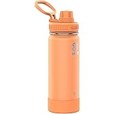 Takeya Actives Water Bottle with Spout Lid - Bottle with Double Stainless Steel Insulation - Dishwasher Safe & BPA-Free - Bottle with Spout Lid & Removable Bumper - 18 oz, Tart Orange