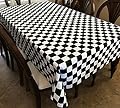 lovemyfabric Cotton Blend 2 Inch Black & White Checkerboard Print Tablecloth for Wedding/Bridal Shower, Birthdays, NASCAR Party Special Events