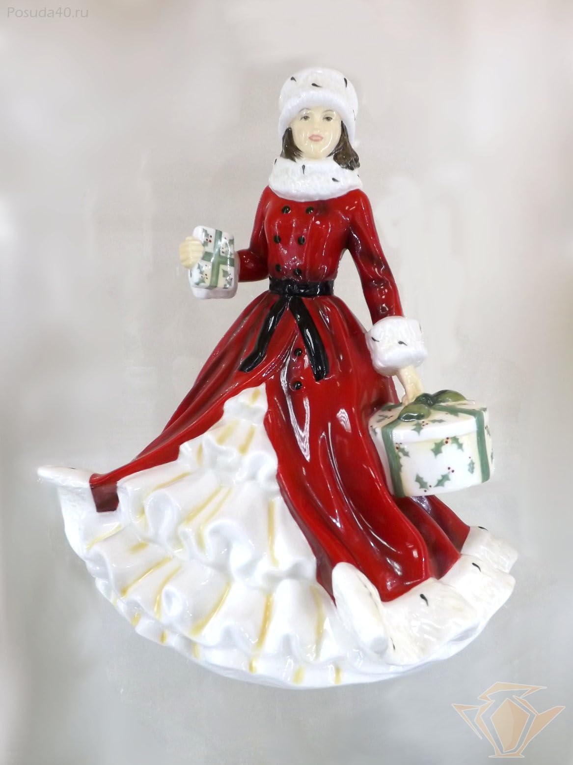 English Ladies All Wrapped Up Figurine - Red