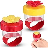 Zopeal 2 Pieces Hummingbird Wrist Feeder for Outdoor Hummingbird Hand Feeder Feeding Perch Feed with Adjustable Strap Flower Held Mini Hand Feeding Tools (Ring Style)