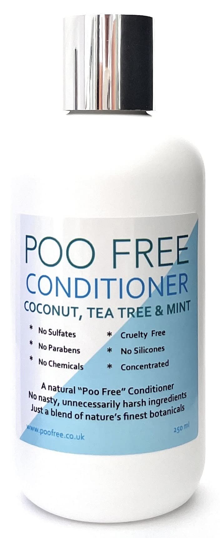 POO FREE - Conditioner for Oily Hair - 99% Natural - Tea Tree, Peppermint - No Sulphates/Parabens/Silicones - pH 5.5 Sensitive Skin - 250ml