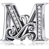 BISAER 925 Sterling Silver Initial Letter A-Z Charms for Bracelets Alphabet Beads Charm Jewelry Gifts