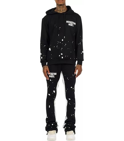 ROCKSTAR ORIGINAL Men's Scottie Black/Red Paint Splatter Hoodie