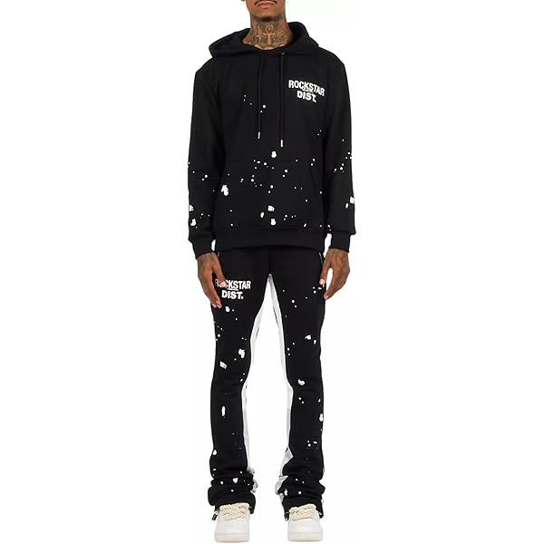 ROCKSTAR ORIGINAL Men's Scottie Black/Red Paint Splatter Hoodie
