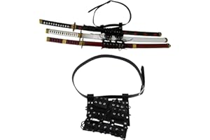 Kodeqian Sword Bag Adjustable Carry Case with 3 Sword Holder, Katana Frog Strap Belt Ring Leather Holster for Cosplay Anime Costume