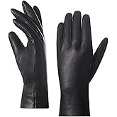 Harssidanzar Women's Nappa Lambskin Genuine Soft Leather Lined Cashmere Gloves GL006