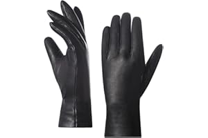 Harssidanzar Gloves Leather Womens,Winter Warm Driving Leather Cashmere Lined gloves,Genuine Lambskin Leather Gloves For Wome