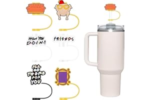 FOLLI 6Pcs FRIENDS Straw Topper for Stanley 30oz & 40oz Tumbler Cups,Friends Straw Cover for Stanley Cup Accessories,Leak Proof Silicone Straw Cover for 10mm Straws,Friends TV Show Gifts