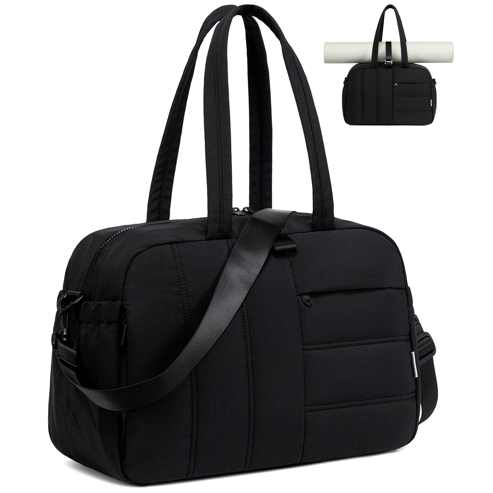 Photo 1 of CAMTOP Gym Bag for Women with Yoga Mat Holder,16 Inches Quilted Duffle Bag for Travel Tote with Muiti-Pockets Lightweight Carry on Water resistant Overnight Weekender Personal Item Bags