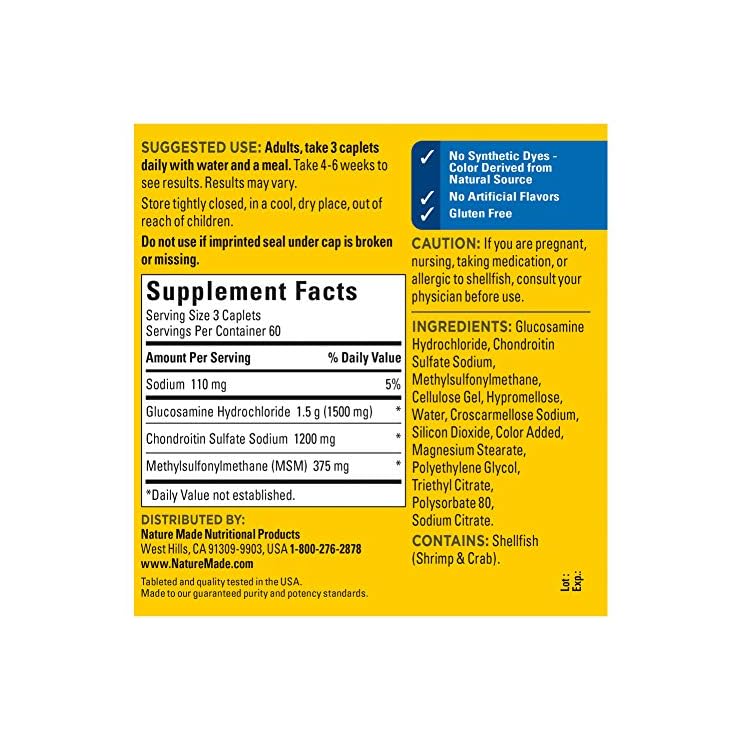 Nature Made Glucosamine Chondroitin Complex with MSM, 180 Caplets for