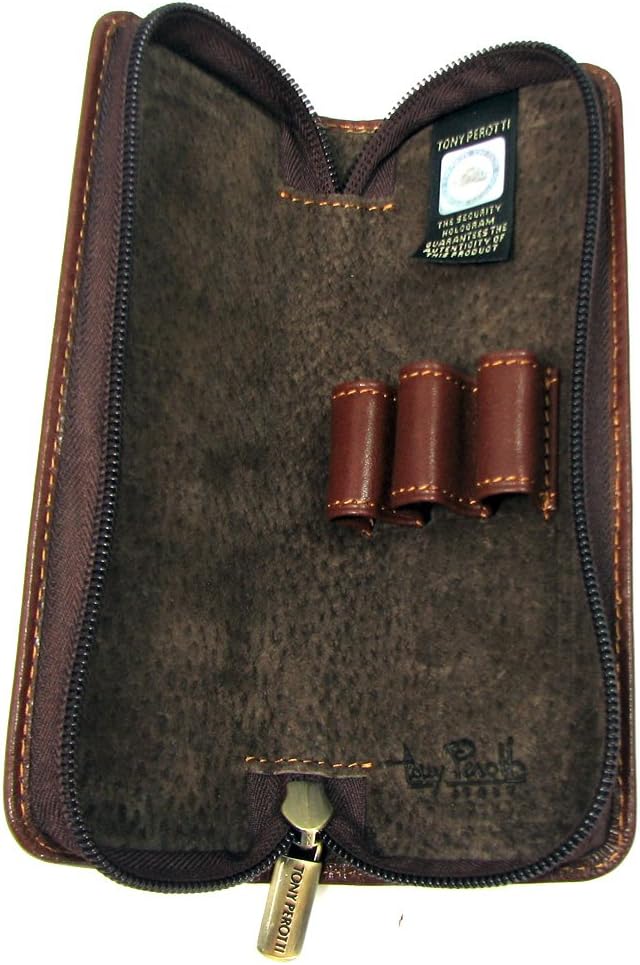 Tony Perotti Italian Vegetale Leather 3 Pen Holder - TP2571 Brown