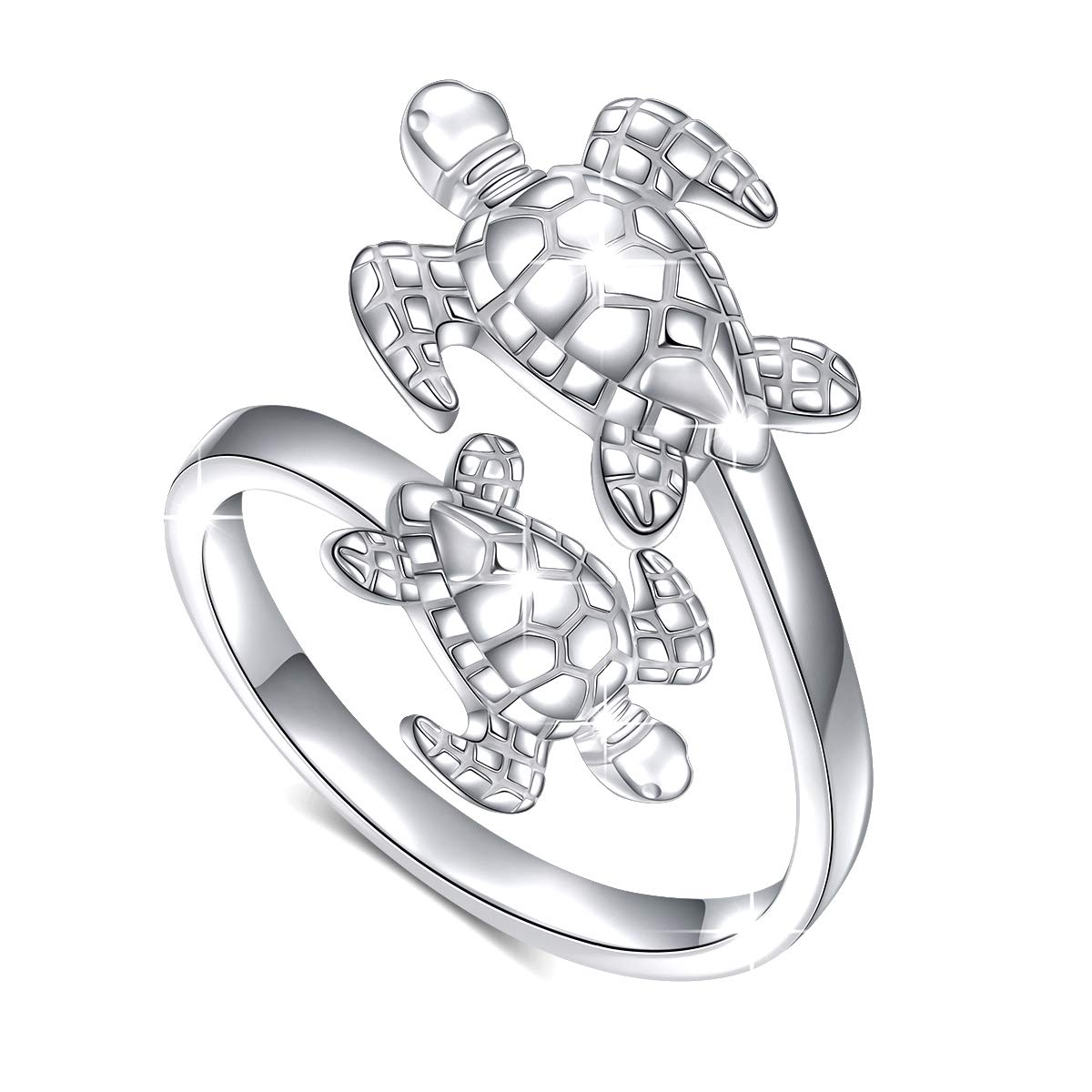 Flyow (Health and Longevity) 925 Sterling Silver Rings Jewelry Hypoallergenic Turtle Animal Adjustable Open Ring for Women Girls Birthday Mother gifts (Turtle)