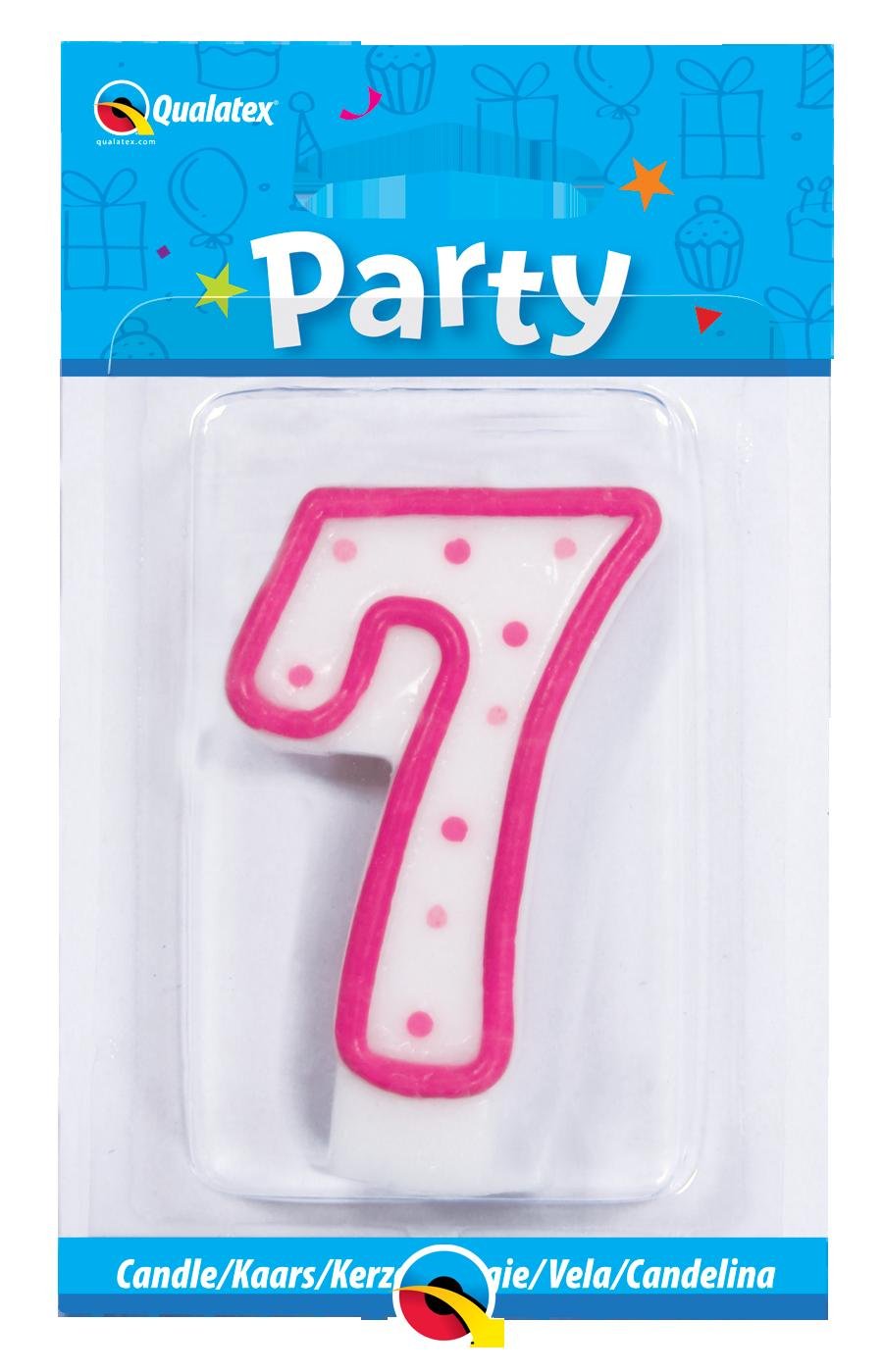 Qualatex Candle Age 7, 7th Birthday Candle, Birthday Cake Candle Age 7 Seventh Birthday, 26578, Pink