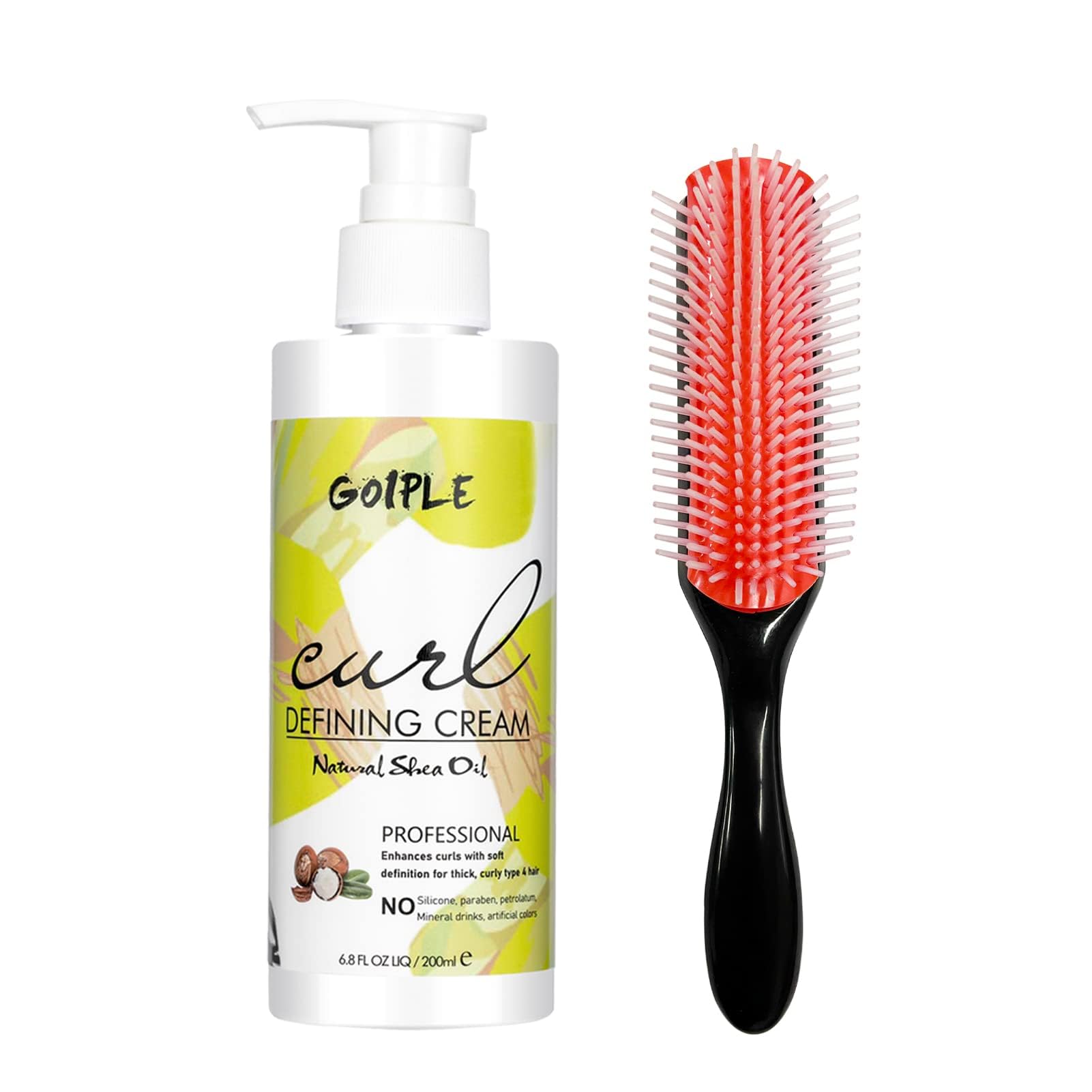 Curl Defining Cream for Curly Hair - Curling Perfection Wavy Hair Products Curling Cream, Hair Mousse for Curly Hair & Hair Textures with 9 Row Brush