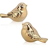 Penitue 2pcs Nordic Style Gold Bird Statues, Shiny Small Bird Ornaments Golden Decor Figurines for Home Office Desk Bookshelf Coffee Table Decoration