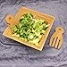 MH ZONE Bamboo Salad Bowl Set with Serving Hands, 11inch x 4inch Diameter, includes large square bowl and matching salad servers, perfect size for serving 4-6 salad portions, Perfect Christmas Gifts
