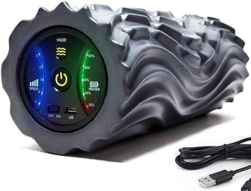 Amazon 電動 フォームローラー 最新版 強い振動 振動 マッサージポール ローラー 電動マッサージ ストレッチローラー トレーニング 5段階振動調整 スポーツ フィットネス ヨガポール 健康器具 筋膜 ストレッチ器具 日本語取扱説明書付き Vobrote フォームローラー