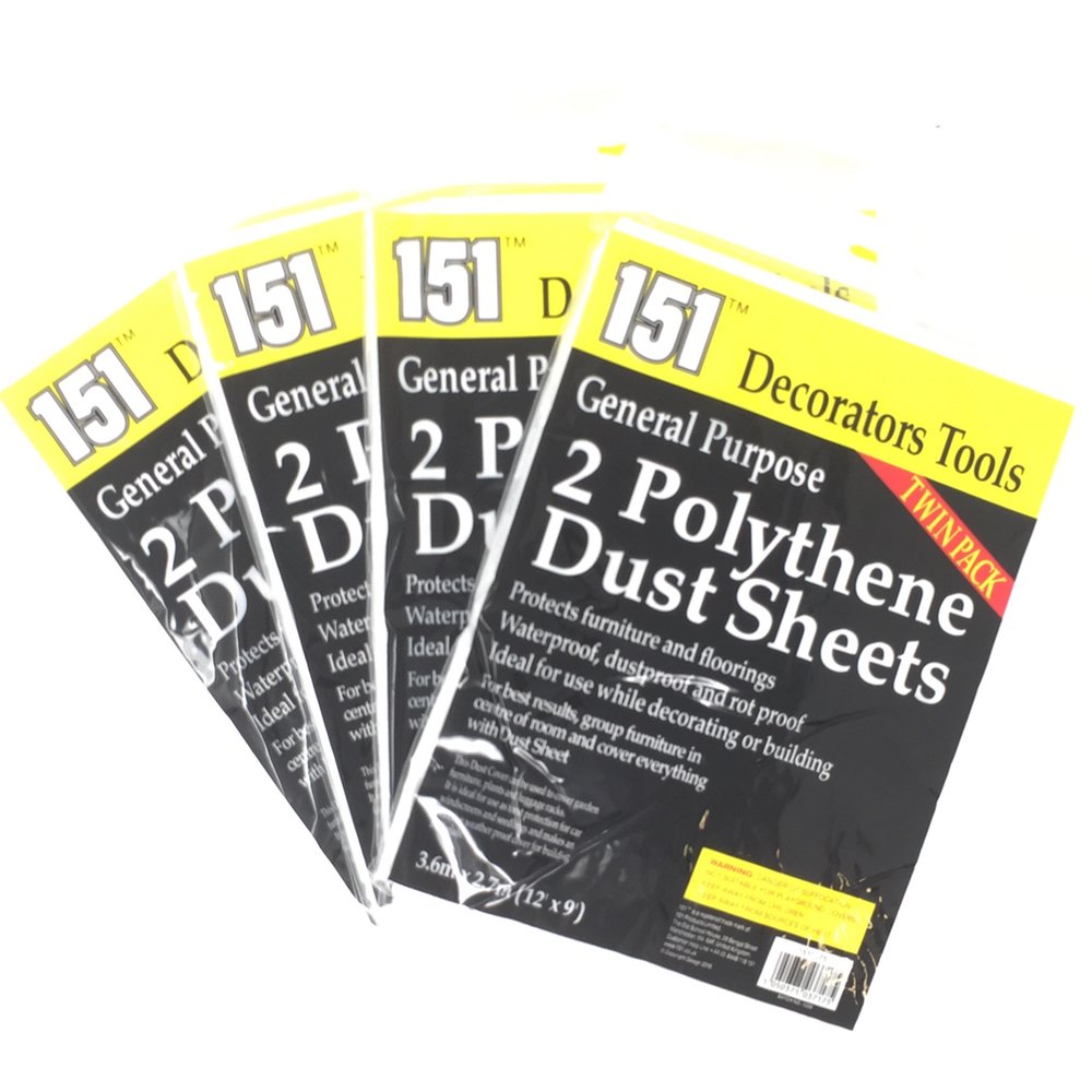Pack of 8 Polythene Dust Sheets for Decorating or Building - Protects Furniture and Flooring.