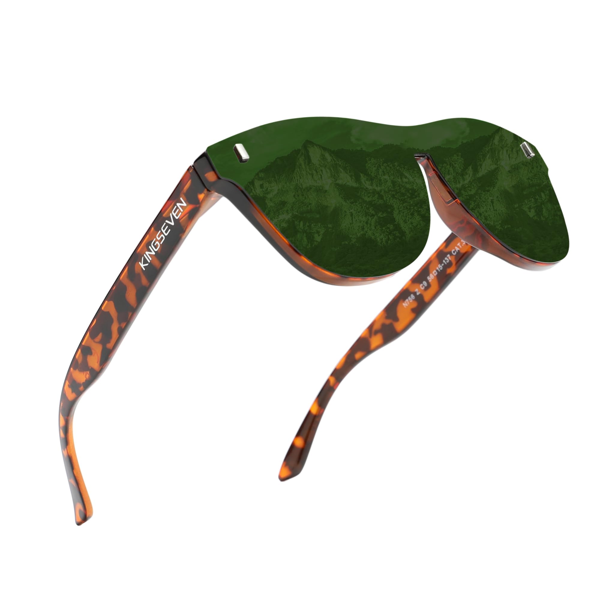 KINGSEVEN Polarized Sunglasses Men Women Retro Sun Glasses Male Outdoors Sports Golf Cycling Fishing Hiking Mirrored Full Frame Eyewear (756-Green-UK)