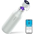 vsitoo Self-Cleaning Water Bottle, 33oz Insulated Stainless Steel BPA-Free Smart Water Bottle, Touch Screen APP Control & Auto-Cleaning, Thermal Flask for Travel, White