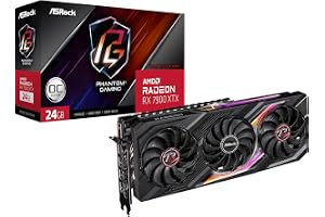 ASRock Radeon RX 7900 XTX Phantom Gaming 24GB OC Graphics Card, 2615 MHz Boost Clock, 24GB GDDR6, DisplayPort 2.1, HDMI 2.1, 