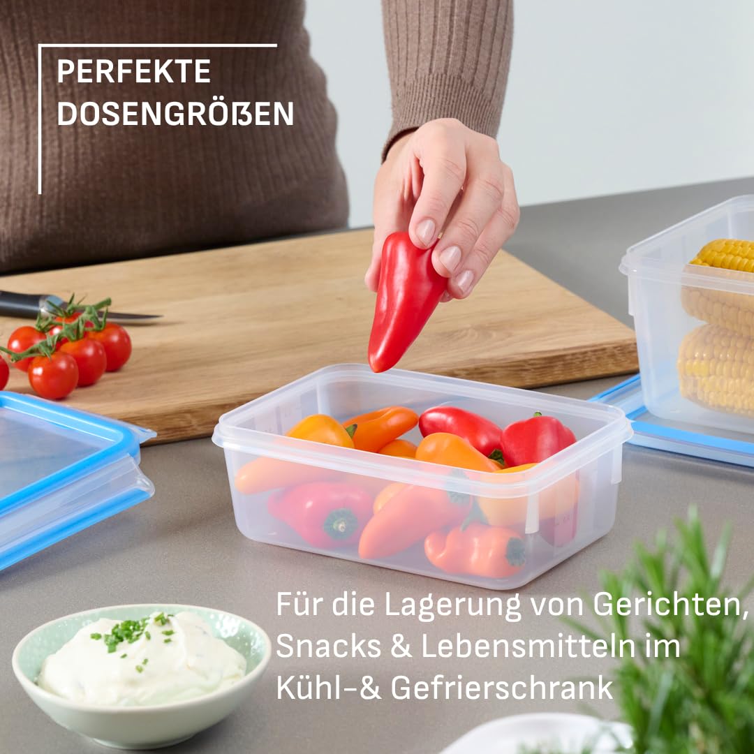 EMSA Clip & Close Frischhaltedose, Eiswürfelform, 22,6 x 16,5 x 4,9 cm, flexibler Boden, Aufbewahrungsbox, 100 Prozent dicht, spülmaschinen-, gefrier-, mikrowellenfest, Blau, Made in Germany, 514549 9