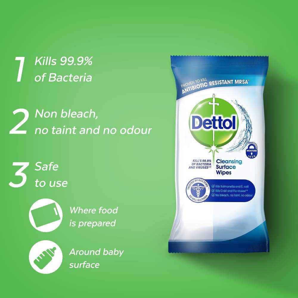 Dettol Antibacterial Surface Cleaning Wipes, 252 Wipes Buy Online in