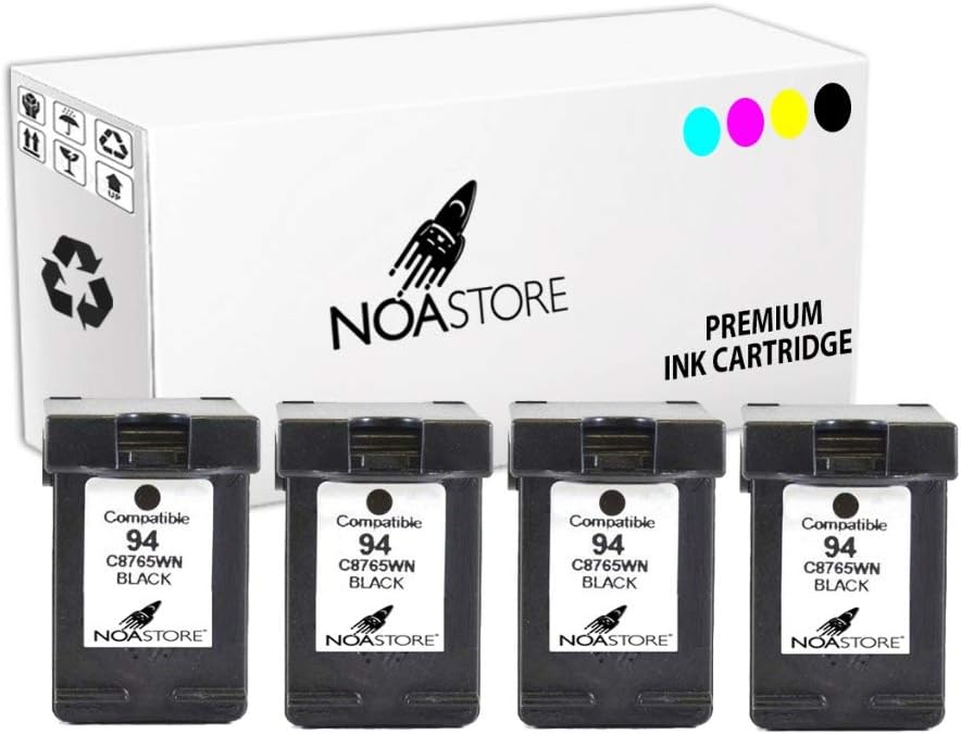 Noa Store Compatible For HP C8765WN OfficeJet 7410 7310 6210 H470 Black Ink 4 Pack