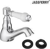 JASSFERRY Pair of Basin Taps Hot Cold White Ceramic Handle 1/4 Turn Chrome Set view 3