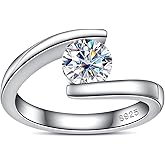 AimiIee Moissanite Engagement Ring 1CT D Color VVS1 Clarity 925 Sterling Silver Moissanite Infinity Twisted Promise Anniversary Wedding Rings for Women with Certificate